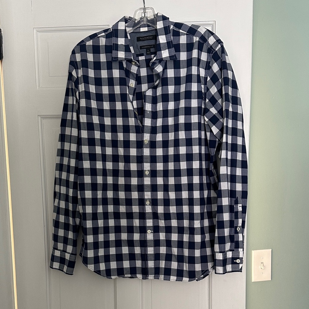 Banana Republic Blue and White Plaid Shirt